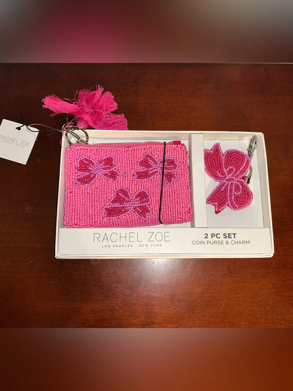 NIB Rachel Zoe Beaded Coin Purse & Charm Sets